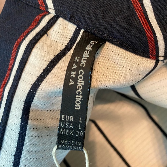 NWT Zara Navy Burgundy Striped Crop Top - Picture 6 of 7